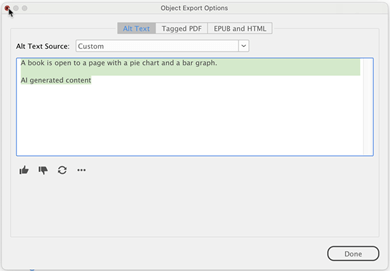 Screenshot of the A.I.-generated Alt-text of the brochure mockup.