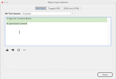 Screenshot of the A.I.-generated Alt-text for the logo.