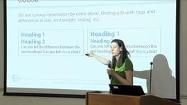 Colleen giving an accessibility training.