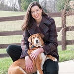 Colleen with one of her rescued dogs.