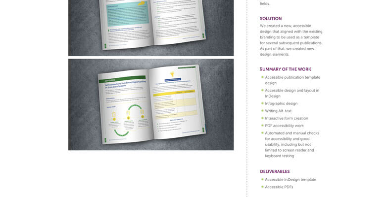 Screenshot of an accessible report design project in the online portfolio.
